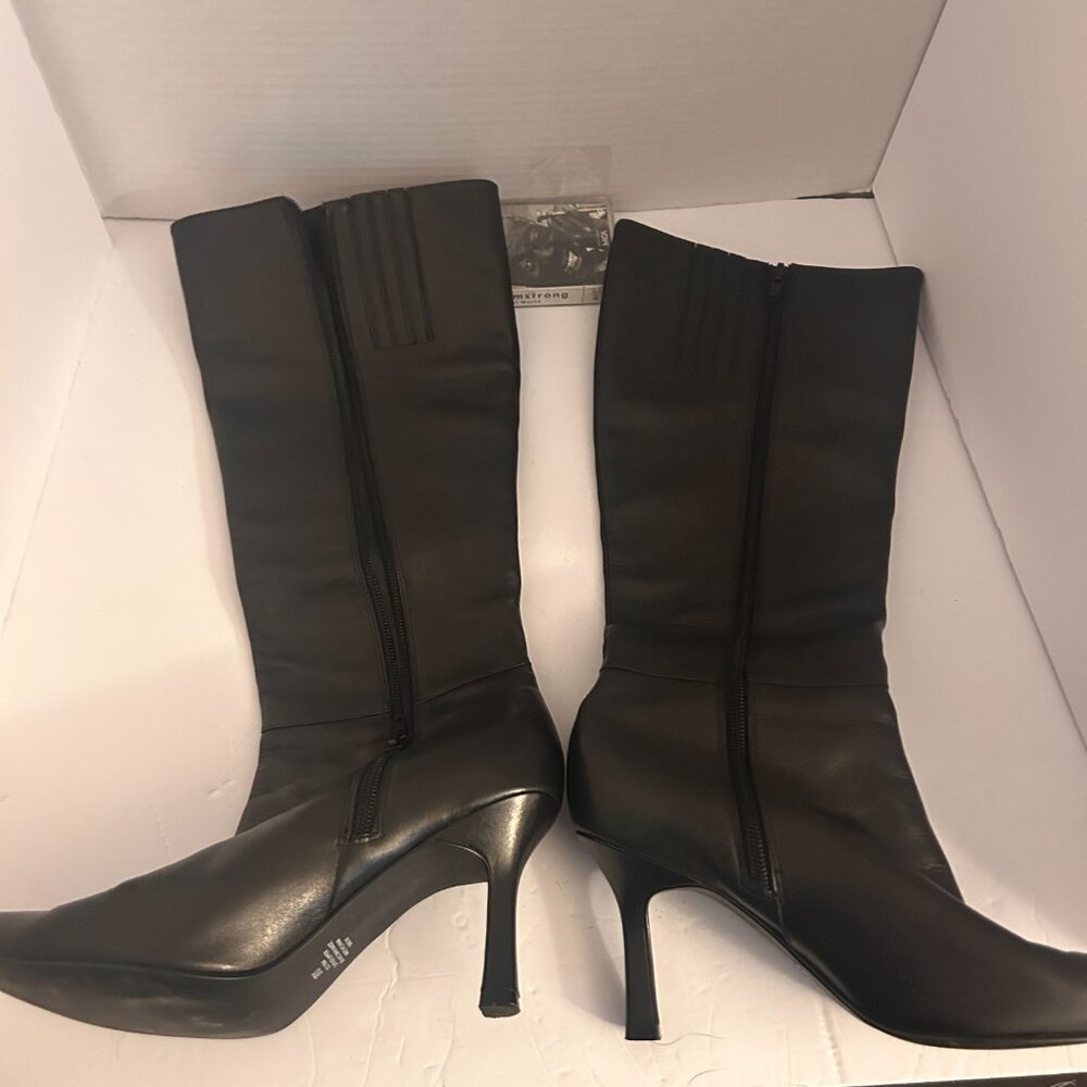 🖤 Moda Spain Black Leather Knee-High Boots | Pointed Toe | Size 8 - Picture 11 of 16